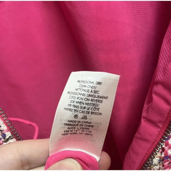 Alice + Olivia NEW Women's Carli Tweed Minidress Size 14 In Pink Designer - Picture 13 of 14